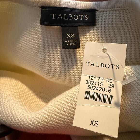 Talbots Striped Knit Preppy Blazer Jacket, Coral, Novy and Ivory, Size XS, NWT - Picture 3 of 6